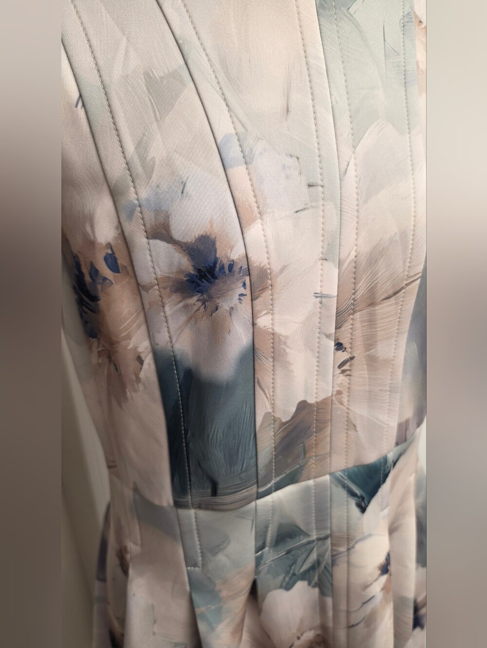 NWOT Donna Karan New York Watercolor Floral Fit & Flare Midi Dress Pockets - Picture 3 of 10